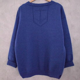 VINTAGE Guernsey Sweater Blue ガンジーセーター ニット ウール 青 【古着】 【ヴィンテージ】 【中古】 【メンズ店】