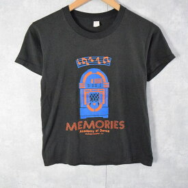 80's "MEMORIES Academy of Dance" ダンススクールプリントTシャツ 80年代 80s アカデミーオブダンス ブラック 黒 半袖 【古着】 【ヴィンテージ】 【中古】 【メンズ店】