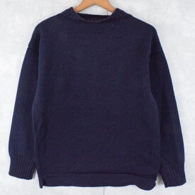 VINTAGE ガンジーセーター NAVY フィッシャーマンセーター ガンジーセーターネイビー 紺 ウール ウールニットセーター 【古着】 【ヴィンテージ】 【中古】 【メンズ店】