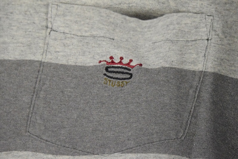 楽天市場】80's STUSSY USA製 ロゴ刺繍 ボーダー柄 ポケットTシャツ L