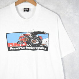 90's USA製 "Beaver Springs Dragway" ドラッグレースプリントTシャツ XL 90s 90年代 アメリカ製 半袖 白 ホワイト 【古着】 【ヴィンテージ】 【中古】 【メンズ店】