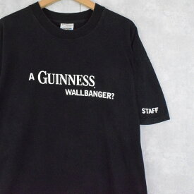 90's "A GUINNESS WALLBANGER?" ビールメーカープリントTシャツ BLACK XL 90s 90年代 ギネスビール スタッフTシャツ 黒 ブラック 半袖【古着】 【ヴィンテージ】 【中古】 【メンズ店】