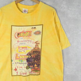 90's THE BEATLES "Sgt. Pepper's Lonely Hearts Club Band" タイダイ ロックバンドアルバムTシャツ L 90年代 90s 音楽 ミュージック ビートルズ 黄色 イエロー バンT【古着】 【ヴィンテージ】 【中古】 【メンズ店】