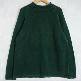 90's J.CREW INDIA製 ロールネック コットンニットセーター XL 90s 90年代 ジェークルー 緑 グリーン 巨人タグ 【古着】 【ヴィンテージ】 【中古】 【メンズ店】