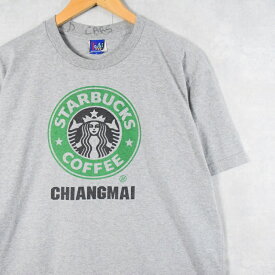 STARBUCKS COFFE "CHAINGMAI" ロゴプリントTシャツ L スターバックス 企業 カフェ チェーン グレー 半袖【古着】 【ヴィンテージ】 【中古】 【メンズ店】
