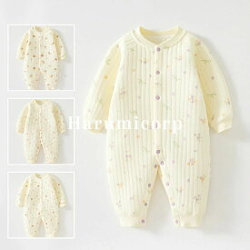 【楽天スーパーSALE】ロンパース 長袖 女の子 男の子 秋冬 冬 前開き ベビー服 ベビー 新生児 カバーオール 防寒 着 赤ちゃん 防寒着 スムース つなぎ 冬用 綿 コットン100％ 59 66 73 80 90cm フロントボタン かわいい おしゃれ 子供服 harumicorp お部屋着 ボディスーツ