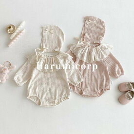 【楽天スーパーSALE】帽子付き ロンパース 長袖 秋 冬 女の子 男の子 赤ちゃん 新生児 退院着 セレモニードレス ベビー お宮参り カバーオール 春 ベビー服 長袖ロンパース 子供服 ベビーロンパース おしゃれ かわいい 冬用 66cm 73cm 80cm 90cm harumicorp