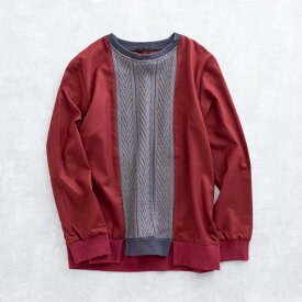 【SALE 30%OFF】 DISCOVERED KNIT MIX PULLOVER (2色 WINE/GRAY) DC-AW16-PO-02 ディスカバード ニット プルオーバー 異素材 切り替え コンビ メンズ 送料無料