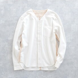 【SALE 50%OFF】 DISCOVERED V NECK SHIRT (WHITE) DC-PF16-SH-03 ディスカバード Vネック シャツ 切り替え 起毛 シームアウト メンズ 送料無料