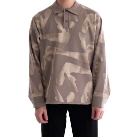 BLAHW IDM JACQUARD PULL OVER KNIT SHIRTS (2色) 23SS-KT03 ブラー ジャガード プルオーバー ニット シャツ ポロシャツ ポロ 柄 ストレッチ 伸縮性 トップス メンズ 日本製 送料無料