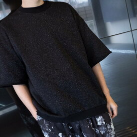 DISCOVERED KILAKILA DAMAGE S/S SWEAT (BLACK) DC-SS24-CU-08 ディスカバード キラキラ ダメージ スウェット ラメ カットオフ ダメージ加工 トップス ユニセックス 日本製 送料無料