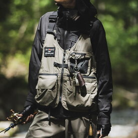 TONEDTROUT × Snow Peak Camp Vest (2色) TT2410-VT02 トーンドトラウト スノーピーク コラボ フィッシング アウトドア キャンプ ベスト 撥水 耐久 収納 ポケット ユニセックス 送料無料