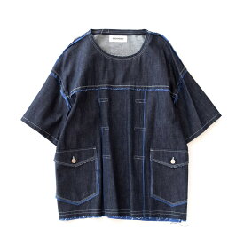 【SALE 30%OFF】 DISCOVERED CUT OFF DENIM PULLOVER (2色) DC-PF19-PO-02 ディスカバード カットオフ デニム プルオーバー ステッチ ほつれ感 ビッグシルエット 日本製 メンズ 送料無料