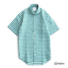 FEEL EASY ORIGINAL GINGHAM CHECK S/S SHIRT (2色 Green/Black) FE-SH-7117 フィールイージー オリジナル ギンガムチェック リネン カッタウェイ シャツ 日本製 メンズ 送料無料