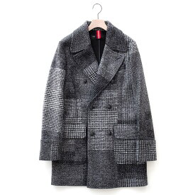 HYDROGEN WOOL SCUBA DOUBLE BREASTED COAT (PATCHWORK) 210-75401002 ハイドロゲン スキューバ ダブルブレスト ウェットスーツ ネオプレーン コート イタリア メンズ 送料無料