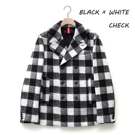 【SALE 50%OFF】 HYDROGEN WOOL SCUBA PEACOAT (2色 BLACK×WHITE CHECK/PATCHWORK) ハイドロゲン スキューバ Pコート ピーコート ネオプレーン コート イタリア メンズ 送料無料