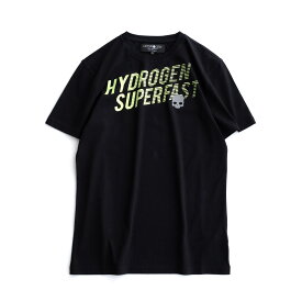 HYDROGEN SUPERFAST TEE (BLACK) 210-20241001 ハイドロゲン スーパーファスト Tシャツ アイコン スカル プリント カットソー イタリア メンズ 送料無料