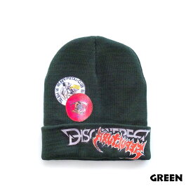 【SALE 30%OFF】 DISCOVERED “ VERY METAL ” STICKER KNITCAP (2色 GREEN/BLACK) DC-AW20-A-02 ディスカバード ニットキャップ ワッペン ステッカー ニット帽 帽子 メンズ 送料無料