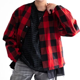 【SALE 30%OFF】 DISCOVERED Buffalo Check Twill Cotton Shirt Blouson (2色) DC-SS21-BL-03 ディスカバード チェック ブルゾン レイヤード 異素材 カットオフ 日本製 メンズ 送料無料