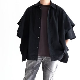 DISCOVERED Limonta Vintage Nylon Layered Shirt (BLACK) DC-SS21-SH-06 ディスカバード シャツ レイヤード ビッグシャツ ビッグシルエット 日本製 メンズ 送料無料