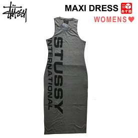 レディース STUSSY MAXI DRESS/ステューシー タイト タンクトップ ワンピース グレー【サイズ：レディース XS.S.M】【新品】【古着屋mellow楽天市場店】