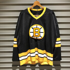 カナダ製 CCM ボストン ブルーインズ NHL Boston Bruins ホッケージャージ ワッペン サイズ：XL ブラック×イエロー Made in CANADA【中古】