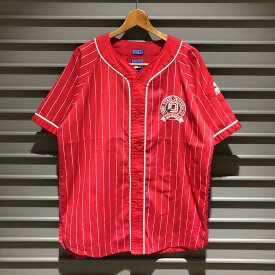 STARTER スターター Ohio State Buckeyes オハイオステート・バックアイズ ストライプ ベースボール シャツ 半袖 サイズ：メンズ L レッド【中古】