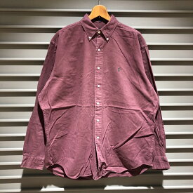 ラルフローレン Ralph Lauren ボタンダウンシャツ ワンポイント刺繍 長袖 サイズ：メンズ L ワインレッド【中古】