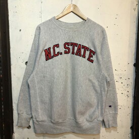 90's～00's チャンピオン リバースウィーブ Champion REVERSE WEAVE "N.C.STATE"カレッジワッペン スウェット シャツ トレーナー プルオーバー 長袖 サイズ：メンズ XL グレー【中古】