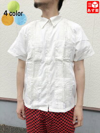 ★10%オフ クーポン 4/2 14時まで★【ゆうパケット対応】Guayabera ジップアップ キューバシャツ 半袖 サイズ:M, L, XL, XXL　カラー：WHITE, BLUE, GREEN, ORANGE【新品】 新品 mellow 【あす楽対応】【古着 mellow楽天市場店】