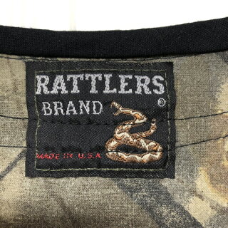 mellowオリジナルリメイクRATTLERSリアルツリー迷彩ベースボールシャツ半袖サイズ:Men'sM-L位MadeinU.S.A【古着】古着【中古】中古mellow【あす楽対応】【古着屋mellow楽天市場店】