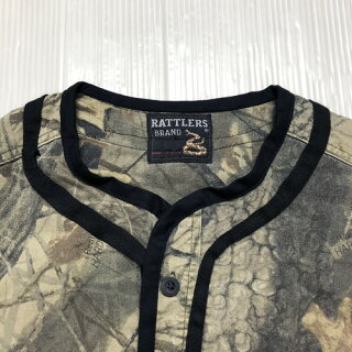 mellowオリジナルリメイクRATTLERSリアルツリー迷彩ベースボールシャツ半袖サイズ:Men'sM-L位MadeinU.S.A【古着】古着【中古】中古mellow【あす楽対応】【古着屋mellow楽天市場店】