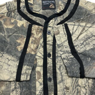 mellowオリジナルリメイクRATTLERSリアルツリー迷彩ベースボールシャツ半袖サイズ:Men'sM-L位MadeinU.S.A【古着】古着【中古】中古mellow【あす楽対応】【古着屋mellow楽天市場店】