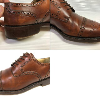 コールハーン/COLEHAAN外羽根ストレートチップレザードレスシューズサイズ:US71/2DブラウンMadeinITALY【5ホール】【メダリオン】【古着】古着【中古】中古mellow【あす楽対応】【古着mellow楽天市場店】