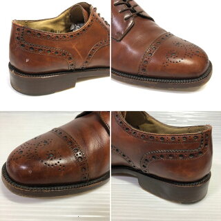 コールハーン/COLEHAAN外羽根ストレートチップレザードレスシューズサイズ:US71/2DブラウンMadeinITALY【5ホール】【メダリオン】【古着】古着【中古】中古mellow【あす楽対応】【古着mellow楽天市場店】