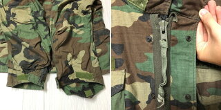 87年製アメリカ軍U.S.ARMYM-65ウッドランドカモフィールドジャケットワッペン付きサイズ:MEDIUM-SHORT【ミリタリージャケット】【古着】古着【中古】中古mellow【あす楽対応】【古着屋mellow楽天市場店】