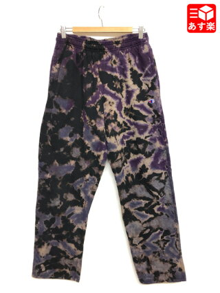 チャンピオン/ChampionTIEDYEsweatpantsタイダイ柄スウェットパンツワンポイント実寸:W29〜W36位パープル×ブラック【古着】古着【中古】中古mellow【あす楽対応】【古着屋mellow楽天市場店】