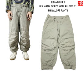 Deadstock U.S. ARMY ECWCS GEN III LEVEL7 (LAYER 7) PRIMALOFT PANTS アメリカ軍 プリマロフト パンツ　SIZE：S-LONG, M-R, L-LONG グレー TROUSERS, EXTREME COLD WEATHER GEN III　新古品 デッドストック 新古品 mellow あす楽対応 古着 mellow楽天市場店