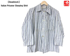 【Deadstock】Italian Prisoner Sleeping Shirt イタリア プリズナー スリーピング シャツ 長袖 ストライプ柄　サイズ：50 グレー×ネイビー×ブルー×ホワイト【新古品】新古品 デッドストック mellow【あす楽対応】【古着 mellow楽天市場店】