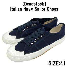 【Deadstock】Italian Navy Sailor Shoes イタリア海軍 セーラー デッキシューズ キャンバススニーカー サイズ：41 ネイビー デッドストック あす楽対応【新古品】