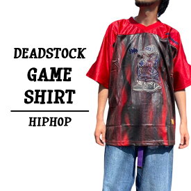 ★30%オフ クーポン 4/30 14時まで★00's Deadstock SOHK HIPHOP GAME SHIRT ゲーム シャツ ジャージー メッシュ ヒップホップ 半袖 刺繍 ワッペン サイズ：メンズ XL ビッグサイズ レッド×ブラック メタリックカラー デッドストック あす楽対応【新古品】