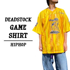 【30％オフ★お得なクーポンあり】00's Deadstock SOHK HIPHOP GAME SHIRT ゲーム シャツ ジャージー メッシュ ヒップホップ 半袖 刺繍 ワッペン サイズ：メンズ XXL ビッグサイズ イエロー デッドストック あす楽対応【新古品】