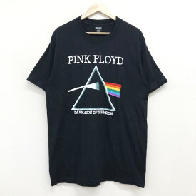 【30％オフ★お得なクーポンあり】US古着 ピンク・フロイド 刺繍デザイン Tシャツ 半袖 Pink Floyd "The Dark Side of the Moon" バンドTシャツ サイズ：メンズ L ブラック あす楽対応【中古】