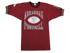【中古】 university "ARKANSAS" フットボールTシャツ エンジ Made in U.S.A【サイズ：M】【ナンバリング】【あす楽対応】【古着屋mellow楽天市場店】