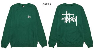 ステューシーSTUSSYスウェットトレーナークルーベーシックロゴBASICSTÜSSYCREWブラックグリーンS,M,L,XL【1914381】【新品】新品mellowUSA企画プルオーバーストリート【smtb-m】【あす楽対応】【古着屋mellow楽天市場店】