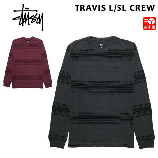 ステューシーSTUSSYロンT長袖TシャツボーダートラヴィスクルーTRAVISL/SLCREWチャコールグレーマルーンS,M,L,XL【1140115】【新品】新品mellowUSA企画カットソーロンティー【あす楽対応】【古着mellow楽天市場店】