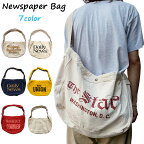 ★10%オフ クーポン 4/2 14時まで★ニュースペーパーバッグ キャンバス ショルダーバッグ NEWSPAPER BAG 生成り エンジ ネイビー イエロー レッド 7カラー 【新品】 新品 mellow カバン 鞄 プリント 【あす楽対応】【古着 mellow楽天市場店】