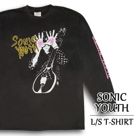 ソニックユース ロンT 長袖 Tシャツ SONIC YOUTH フェード ブラック サイズ：メンズ L 袖プリント 両面プリント バンドTシャツ ロックTシャツ 大きいサイズ 【新品】