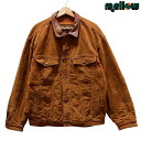 90's マルボロ クラシック トラッカージャケット 襟レザー モールスキン Marlboro Classics Made in ITALY ブラウン サイズ：メンズ L ジージャン ワークジャケット ブルゾン アウター 古着 【中古】