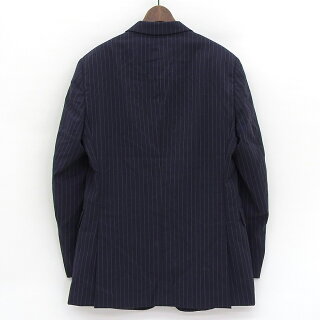トミーヒルフィガー/TOMMYHILFIGER2つボタンストライプ柄ウールテーラードジャケットサイズ:R38濃紺ダークネイビー【古着】古着【中古】中古mellow【あす楽対応】【古着屋mellow楽天市場店】